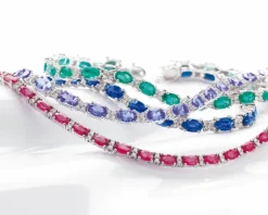 Apart Bransoleta z białego złota z brylantami i szafirami - 18 cm - próba 585< Bransoletki Z Diamentami