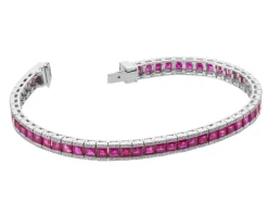 Sale Apart Bransoleta z białego złota z brylantami i rubinami - 18 cm - próba 585