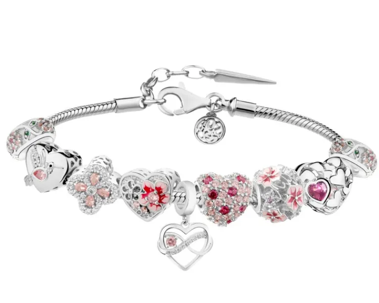 Hot Apart Bransoletka beads - zestaw - kwiaty, serce, koliber, nieskończoność