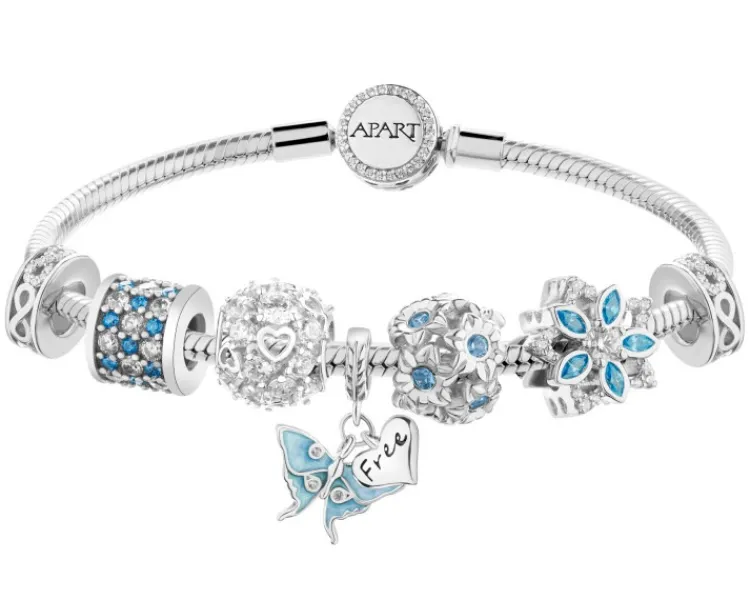 Outlet Apart Bransoletka beads zestaw - motyl, kwiaty, serca, nieskończoność