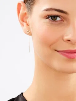 Online Apart Bransoletka i kolczyki z żółtego złota z diamentami - komplet - serca - 0,01 ct - próba 375