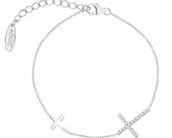 Clearance Apart Bransoletka srebrna z cyrkoniami - krzyże