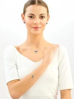 Hot Apart Bransoletka srebrna z cyrkoniami - liście