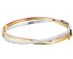 Apart Bransoletka z  białego, żółtego i różowego złota z brylantami - 0,72 ct - próba 585< Wszystkie