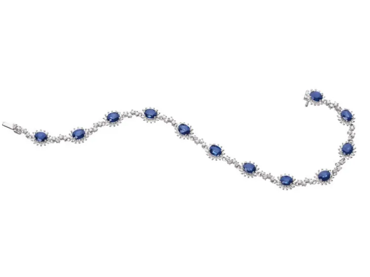 Discount Apart Bransoletka z białego złota z brylantami i szafirami - 18 cm - próba 585