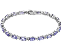 Apart Bransoletka z białego złota z brylantami i tanzanitami - 18 cm - próba 585< Bransoletki Z Diamentami
