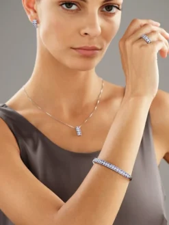 Sale Apart Bransoletka z białego złota z diamentami i tanzanitami - próba 585