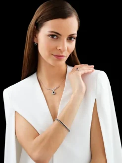 Hot Apart Bransoletka z białego złota z diamentami i szafirami - 18 cm - próba 585