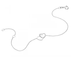 Best Apart Bransoletka z białego złota z diamentem - serca - 0,003 ct - próba 375