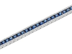 Apart Bransoletka z białego złota z brylantami i szafirami - 18 cm - próba 585