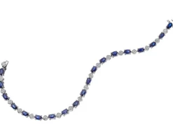 Discount Apart Bransoletka z białego złota z diamentami i szafirami - 19 cm - próba 585