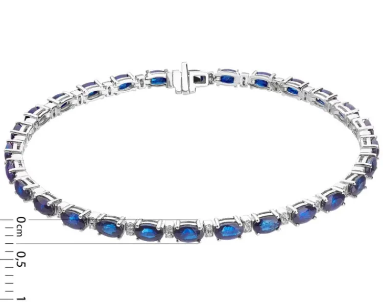 Apart Bransoletka z białego złota z brylantami i szafirami - 18 cm - próba 585< Wszystkie