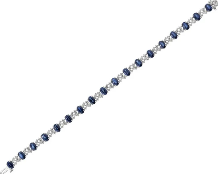 Apart Bransoletka z białego złota z brylantami i szafirami - 18 cm - próba 585< Wszystkie