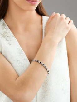 Apart Bransoletka z białego złota z brylantami i szafirami - 18 cm - próba 585< Wszystkie