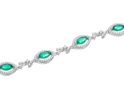 Apart Bransoletka z białego złota z brylantami i szmaragdami - 18 cm - próba 585< Wszystkie