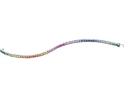 New Apart Bransoletka z białego złota z brylantami i szafirami kolorowymi - 18 cm - próba 585