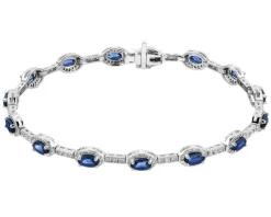 Apart Bransoletka z białego złota z brylantami i szafirami - 18 cm - próba 585< Bransoletki Z Diamentami