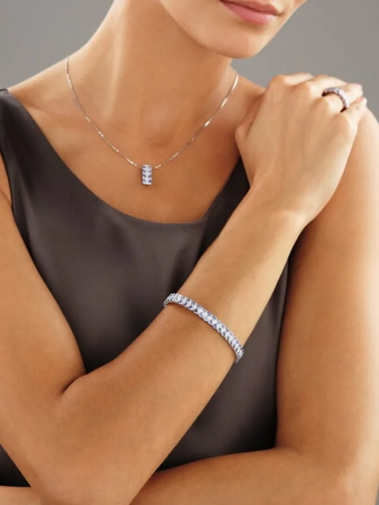 Apart Bransoletka z białego złota z diamentami i tanzanitami - 18 cm - próba 585< Wszystkie