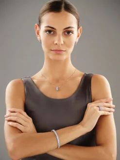 Apart Bransoletka z białego złota z diamentami i tanzanitami - 18 cm - próba 585< Wszystkie