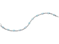 Clearance Apart Bransoletka z białego złota z diamentami i topazami - 18 cm - próba 375
