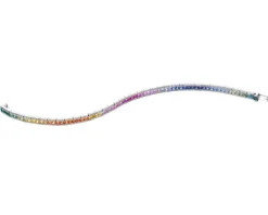 Hot Apart Bransoletka z białego złota z brylantami i szafirami kolorowymi - 19 cm - próba 585