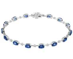 Best Apart Bransoletka z białego złota z brylantami i szafirami - 19 cm - próba 750