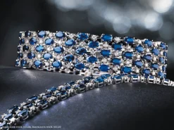 Hot Apart Bransoletka z białego złota z brylantami i szafirami - 18 cm - próba 585