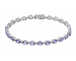Sale Apart Bransoletka z białego złota z brylantami i tanzanitami - 19 cm - próba 585