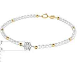 Apart Bransoletka z brylantami, perłami i elementami żółtego i białego złota - 18 cm - próba 585< Wszystkie