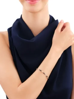 Apart Bransoletka z diamentami, labradorytami, kryształami górskimi i elementami żółtego złota - 18 cm - próba 375< Wszystkie