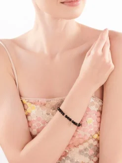 Discount Apart Bransoletka z diamentami, agatami i elementami różowego złota - serce - próba 375