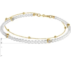 Apart Bransoletka z diamentami, perłami i elementami żółtego złota - 18 cm - próba 375