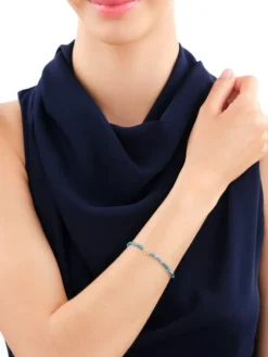 Apart Bransoletka z diamentem, kwarcytami i elementami żółtego złota - kwiat - 18 cm - próba 375< Bransoletki Z Diamentami