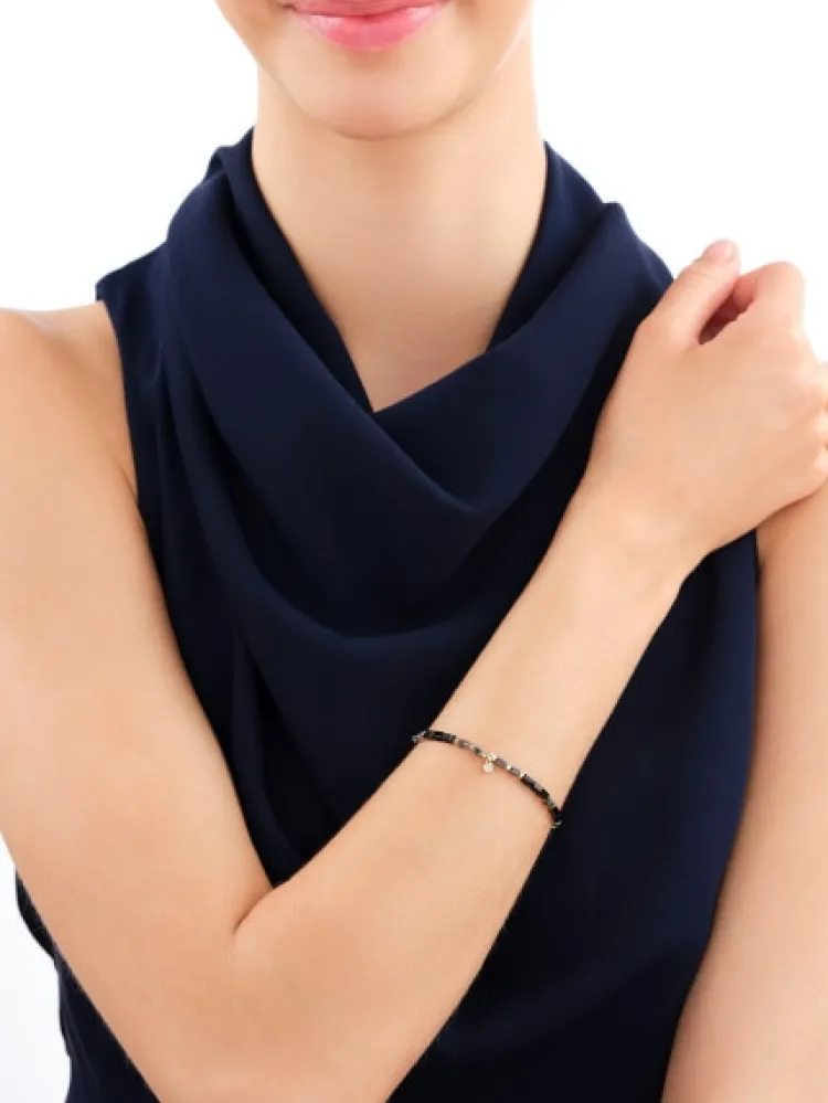 Sale Apart Bransoletka z diamentem, labradorytami, agatami i elementami żółtego i białego złota - 18 cm - próba 375
