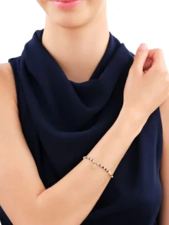 Apart Bransoletka z diamentem, perłami, labradorytami i elementami żółtego złota - kwiat - 18 cm - próba 585< Bransoletki Z Diamentami