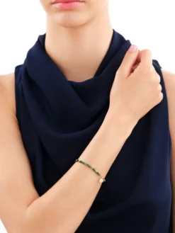 Apart Bransoletka z diamentem, zoisytami,  agatami i elementami żółtego złota - koło - 18 cm - próba 375< Wszystkie