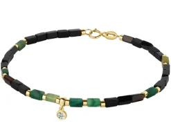 Apart Bransoletka z diamentem, zoisytami,  agatami i elementami żółtego i białego złota - koło - 18 cm - próba 375< Bransoletki Z Diamentami