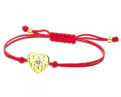 Clearance Apart Bransoletka z elementami żółtego złota i brylantem - serce - 0,008 ct - próba 375