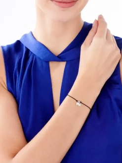 Apart Bransoletka z elementami srebra - litera M, koniczyna< Do Grawerowania