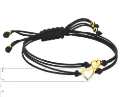 Online Apart Bransoletka z elementami żółtego złota i diamentami - serca - 0,006 ct - próba 375