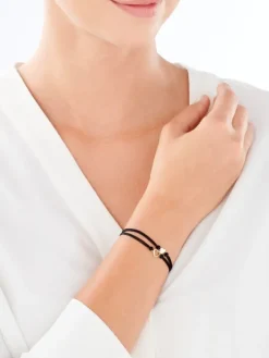 Online Apart Bransoletka z elementami żółtego złota i diamentami - serca - 0,006 ct - próba 375