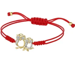 Apart Bransoletka z elementami  żółtego złota i diamentami - sowy - 0,02 ct - próba 375