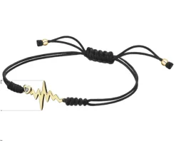 Clearance Apart Bransoletka z elementami żółtego złota i diamentem - EKG serca - 0,005 ct - próba 375