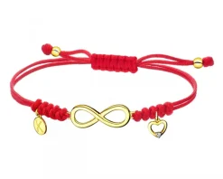 Clearance Apart Bransoletka z elementami żółtego złota i diamentem - nieskończoność, litera K, serce - 0,005 ct - próba 375