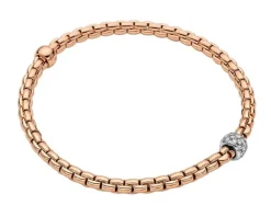 Hot Fope Bransoletka z różowego i białego złota z brylantami - 0,19 ct - próba 750