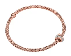 Fope Bransoletka z różowego i białego złota z brylantami - 0,10 ct - próba 750< Bransoletki Z Diamentami