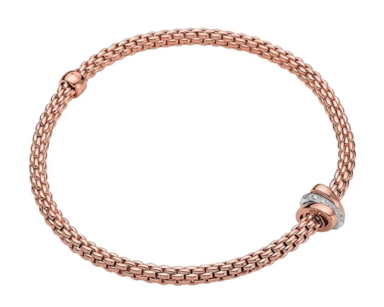 Fope Bransoletka z różowego i białego złota z brylantami - 0,10 ct - próba 750< Bransoletki Z Diamentami