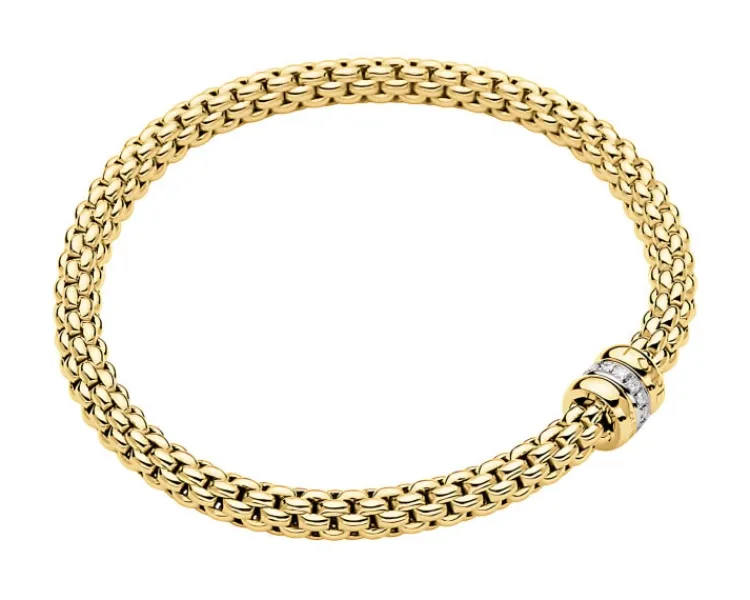 Online Fope Bransoletka z żółtego i białego złota z brylantami - 18 cm - 0,10 ct - próba 750