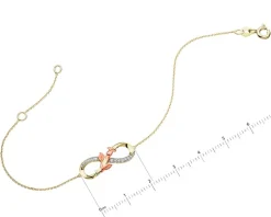 Apart Bransoletka z żółtego i różowego złota z diamentami - róża, nieskończoność - 0,06 ct - próba 375< Bransoletki Z Diamentami