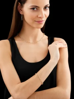 Online Apart Bransoletka z żółtego złota z diamentami - 19 cm - 0,25 ct - próba 585